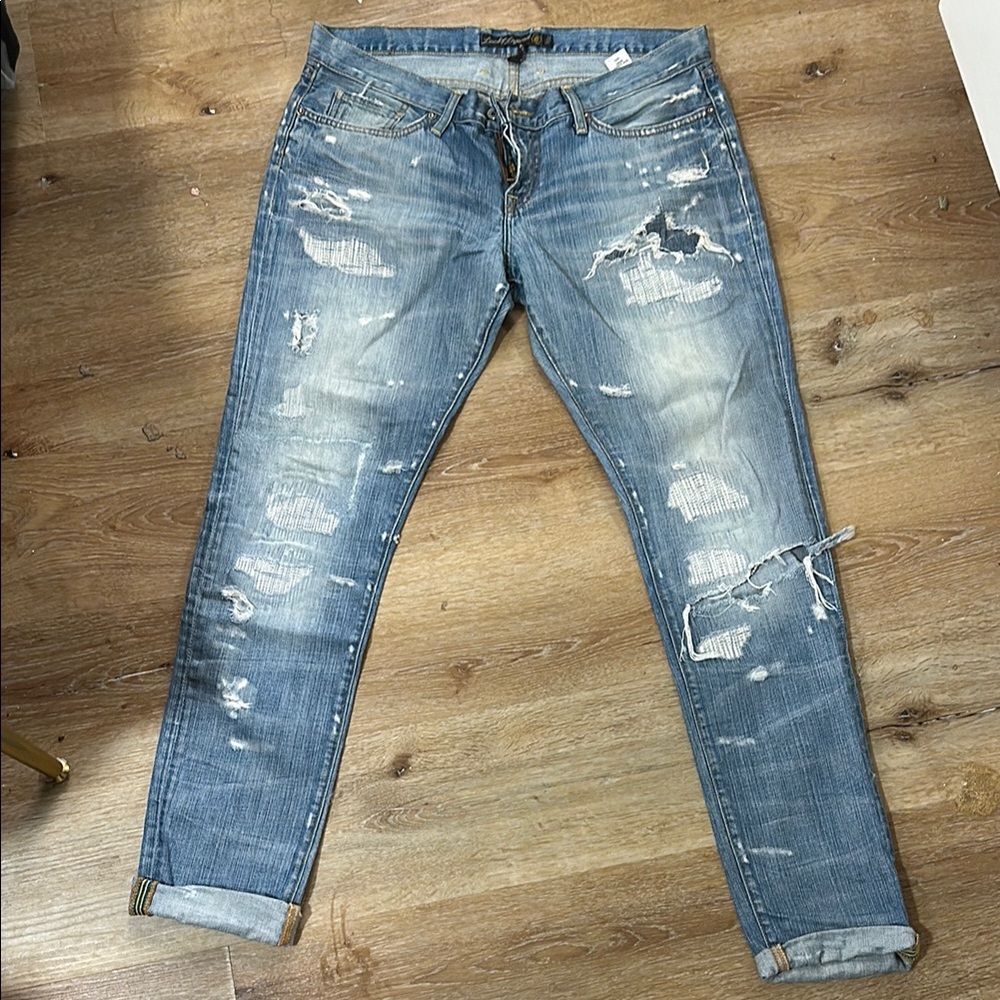 Distressed Blue Jeans